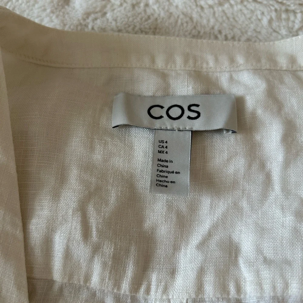 COS White Button-Up Linen Midi Dress - Picture 2 of 3